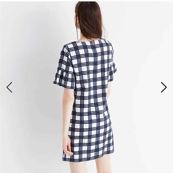 Madewell Mini Bell Sleeve Dress in Leighton Plaid Size 10 - Picture 3 of 16